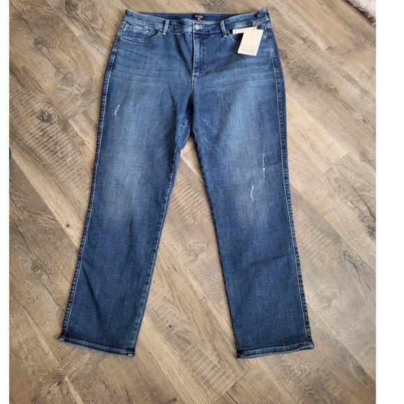 NYDJ Denim - NYDJ Distressed Adore Lift Tux Technology Tapered Ankle Jeans 16 NEW High Rise